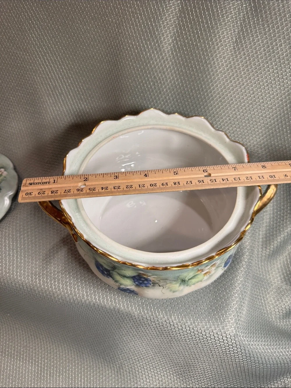 Stunning Vintage Hand Painted Signed “Marla King” Porcelain Covered Dish